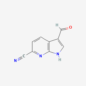 molecular formula C9H5N3O B1417845 3-formyl-1H-pyrrolo[2,3-b]pyridine-6-carbonitrile CAS No. 1082040-18-3