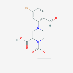 molecular formula C17H21BrN2O5 B1417857 (S)-4-(3-Bromo-6-formylphenyl)-1-(tert-butoxy-carbonyl)piperazine-2-carboxylic acid CAS No. 1786898-74-5