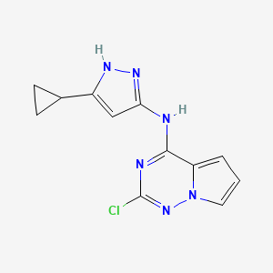 molecular formula C12H11ClN6 B1417907 2-chloro-N-(5-cyclopropyl-1H-pyrazol-3-yl)pyrrolo[2,1-f][1,2,4]triazin-4-amine CAS No. 918538-08-6