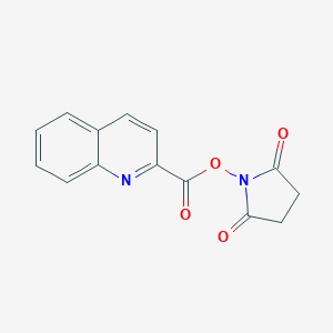 B141794 1-((2-Quinolinyl-carbonyl)oxy)-2,5-pyrrolidinedione CAS No. 136465-99-1