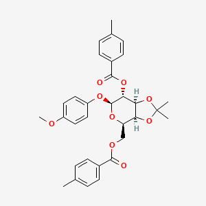molecular formula C32H34O9 B1417951 4-Methoxyphenyl 3,4-O-Isopropylidene-2,6-bis-O-(4-methylbenzoyl)-beta-D-galactopyranoside CAS No. 1496536-69-6
