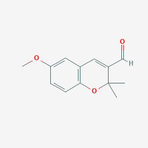 molecular formula C13H14O3 B14179568 6-Methoxy-2,2-dimethyl-2H-1-benzopyran-3-carbaldehyde CAS No. 872176-88-0