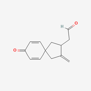 molecular formula C13H14O2 B14179597 Spiro[4.5]deca-6,9-diene-2-acetaldehyde, 3-methylene-8-oxo- CAS No. 919286-05-8