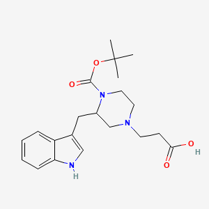 molecular formula C21H29N3O4 B14179858 3-(3-((1H-Indol-3-YL)methyl)-4-(tert-butoxycarbonyl)piperazin-1-YL)propanoic acid 
