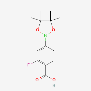 molecular formula C13H16BFO4 B1418018 2-Fluoro-4-(4,4,5,5-tetramethyl-1,3,2-dioxaborolan-2-yl)benzoic acid CAS No. 867256-77-7