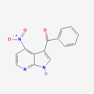 molecular formula C14H9N3O3 B14180184 Methanone, (4-nitro-1H-pyrrolo[2,3-b]pyridin-3-yl)phenyl- CAS No. 858117-69-8