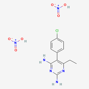 molecular formula C12H15ClN6O6 B14180637 5-(4-Chlorophenyl)-6-ethylpyrimidine-2,4-diamine;nitric acid CAS No. 874817-46-6