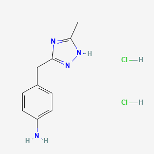 molecular formula C10H14Cl2N4 B1418082 4-((5-Methyl-4H-1,2,4-triazol-3-yl)methyl)aniline dihydrochloride CAS No. 1185543-38-7