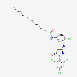 molecular formula C29H36Cl4N4O2 B1418089 Tetradecanamide, n-[4-chloro-3-[[4,5-dihydro-5-oxo-1-(2,4,6-trichlorophenyl)-1h-pyrazol-3-yl]amino]phenyl]- CAS No. 54636-84-9