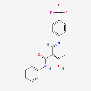 B1418095 (Z)-2-acetyl-N-phenyl-3-[4-(trifluoromethyl)anilino]-2-propenamide CAS No. 1025617-09-7