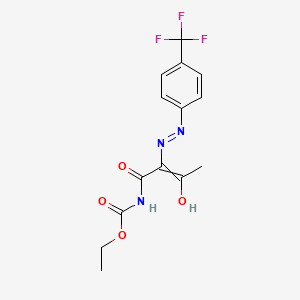 molecular formula C14H14F3N3O4 B1418097 ethyl N-[(2Z)-3-oxo-2-{2-[4-(trifluoromethyl)phenyl]hydrazin-1-ylidene}butanoyl]carbamate CAS No. 478042-73-8