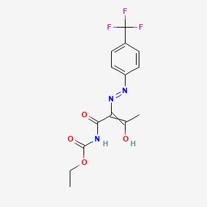 molecular formula C14H14F3N3O4 B1418097 ethyl N-(3-oxo-2-{2-[4-(trifluoromethyl)phenyl]hydrazono}butanoyl)carbamate CAS No. 478042-73-8