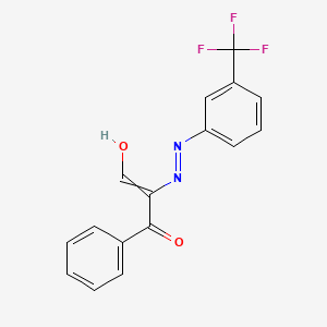 molecular formula C16H11F3N2O2 B1418140 3-Hydroxy-1-phenyl-2-[[3-(trifluoromethyl)phenyl]diazenyl]prop-2-en-1-one CAS No. 339279-39-9