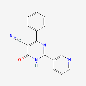 molecular formula C16H10N4O B1418149 4-Hydroxy-6-phenyl-2-(3-pyridinyl)-5-pyrimidinecarbonitrile CAS No. 320417-45-6