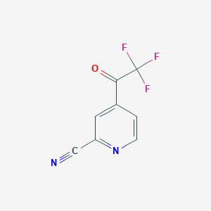 molecular formula C8H3F3N2O B14181490 4-(2,2,2-Trifluoroacetyl)picolinonitrile 