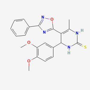 4-(3,4-dimethoxyphenyl)-6-methyl-5-(3-phenyl-1,2,4-oxadiazol-5-yl)-3,4-dihydropyrimidine-2(1H)-thione