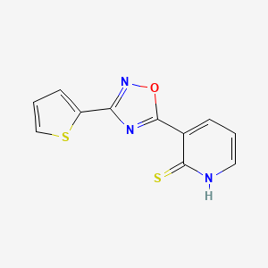 molecular formula C11H7N3OS2 B1418193 3-[3-(Thiophen-2-yl)-1,2,4-oxadiazol-5-yl]pyridine-2-thiol CAS No. 1325303-97-6