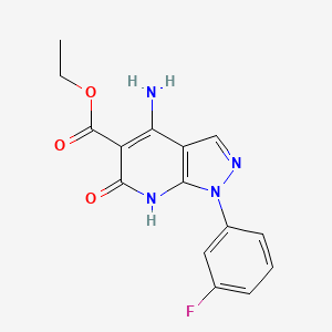 molecular formula C15H13FN4O3 B1418197 ethyl 4-amino-1-(3-fluorophenyl)-6-oxo-6,7-dihydro-1H-pyrazolo[3,4-b]pyridine-5-carboxylate CAS No. 2089391-68-2
