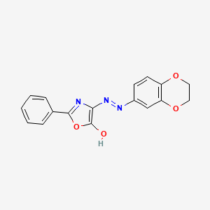 molecular formula C17H13N3O4 B1418216 (4Z)-2-phenyl-1,3-oxazole-4,5-dione 4-(2,3-dihydro-1,4-benzodioxin-6-ylhydrazone) CAS No. 1173388-07-2