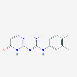 molecular formula C14H17N5O B1418225 N-(3,4-dimethylphenyl)-N'-(6-methyl-4-oxo-1,4-dihydropyrimidin-2-yl)guanidine CAS No. 874006-44-7
