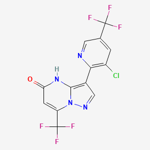 molecular formula C13H5ClF6N4O B1418229 3-(3-chloro-5-(trifluoromethyl)pyridin-2-yl)-7-(trifluoromethyl)pyrazolo[1,5-a]pyrimidin-5(4H)-one CAS No. 1823183-92-1