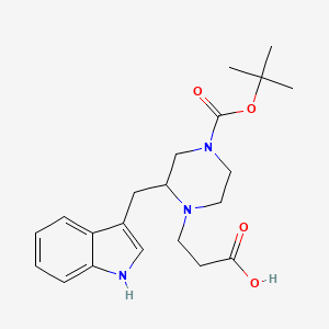 molecular formula C21H29N3O4 B14182313 3-(2-((1H-Indol-3-YL)methyl)-4-(tert-butoxycarbonyl)piperazin-1-YL)propanoic acid 