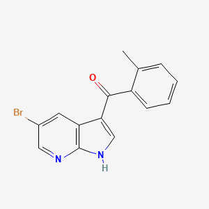 molecular formula C15H11BrN2O B14182322 Methanone, (5-bromo-1H-pyrrolo[2,3-b]pyridin-3-yl)(2-methylphenyl)- CAS No. 858117-64-3
