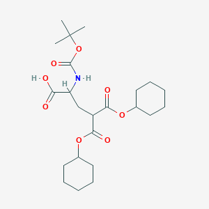 molecular formula C23H37NO8 B141824 5-Cyclohexyloxy-4-cyclohexyloxycarbonyl-2-[(2-methylpropan-2-yl)oxycarbonylamino]-5-oxopentanoic acid CAS No. 125811-09-8
