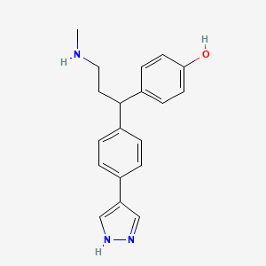 molecular formula C19H21N3O B14182559 Phenol, 4-[3-(methylamino)-1-[4-(1H-pyrazol-4-yl)phenyl]propyl]- CAS No. 857531-94-3
