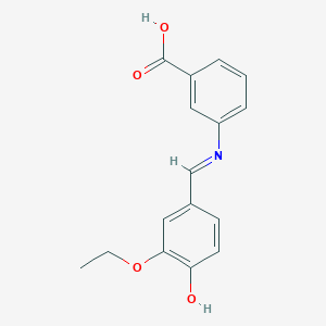 molecular formula C16H15NO4 B14182636 Benzoic acid, 3-[(E)-((3-ethoxy-4-hydroxyphenyl)methylene)amino]- CAS No. 918153-10-3