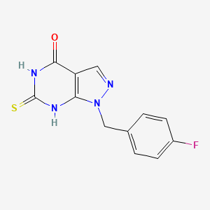 molecular formula C12H9FN4OS B1418267 1-(4-fluorobenzyl)-6-mercapto-1,5-dihydro-4H-pyrazolo[3,4-d]pyrimidin-4-one CAS No. 1204298-15-6
