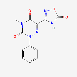 molecular formula C12H9N5O4 B1418290 6-(5-Hydroxy-1,2,4-oxadiazol-3-yl)-4-methyl-2-phenyl-1,2,4-triazine-3,5(2H,4H)-dione CAS No. 1172575-17-5