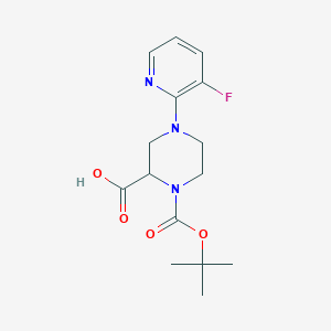 molecular formula C15H20FN3O4 B1418299 4-(3-Fluoropyridin-2-yl)-1-[(2-methylpropan-2-yl)oxycarbonyl]piperazine-2-carboxylic acid CAS No. 1787072-29-0