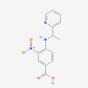 molecular formula C14H13N3O4 B1418307 3-硝基-4-{[1-(吡啶-2-基)乙基]氨基}苯甲酸 CAS No. 1154243-77-2