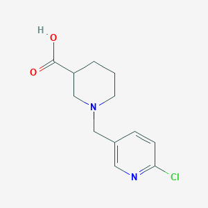 molecular formula C12H15ClN2O2 B1418333 1-[(6-氯吡啶-3-基)甲基]哌啶-3-羧酸 CAS No. 1119499-71-6