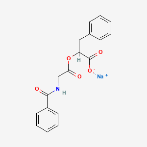 molecular formula C18H16NNaO5 B1418336 3-Phenyl-2-[2-(phenylcarbonylamino)acetyloxy]propanoic acid, sodium salt CAS No. 7662-40-0