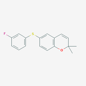 molecular formula C17H15FOS B14183405 6-[(3-Fluorophenyl)sulfanyl]-2,2-dimethyl-2H-1-benzopyran CAS No. 927412-89-3