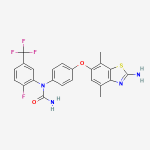 molecular formula C23H18F4N4O2S B14183618 N-{4-[(2-Amino-4,7-dimethyl-1,3-benzothiazol-6-yl)oxy]phenyl}-N-[2-fluoro-5-(trifluoromethyl)phenyl]urea CAS No. 847054-42-6