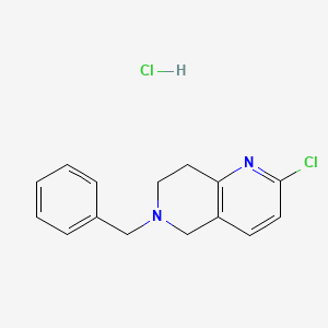 molecular formula C15H16Cl2N2 B1418367 6-N-Benzyl-2-chloro-5,6,7,8-tetrahydro-1,6-naphthyridine hydrochloride CAS No. 1172576-12-3