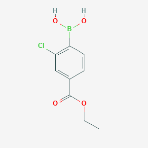 molecular formula C9H10BClO4 B1418373 (2-Chloro-4-(ethoxycarbonyl)phenyl)boronic acid CAS No. 913835-94-6