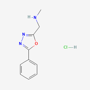 molecular formula C10H12ClN3O B1418377 Methyl-(5-phenyl-[1,3,4]oxadiazol-2-ylmethyl)-amine hydrochloride CAS No. 1158371-89-1