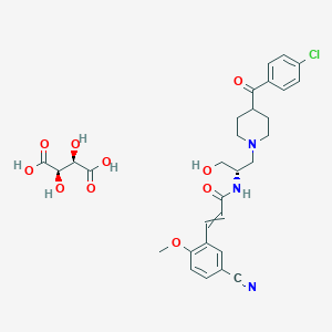molecular formula C30H34ClN3O10 B14183844 N-[(2S)-1-[4-(4-chlorobenzoyl)piperidin-1-yl]-3-hydroxypropan-2-yl]-3-(5-cyano-2-methoxyphenyl)prop-2-enamide;(2R,3R)-2,3-dihydroxybutanedioic acid CAS No. 918437-40-8