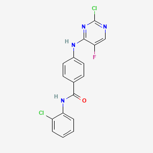 molecular formula C17H11Cl2FN4O B1418405 4-(2-chloro-5-fluoropyrimidin-4-ylamino)-N-(2-chlorophenyl)benzamide CAS No. 1158838-41-5