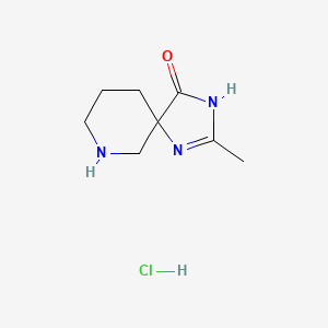 molecular formula C8H14ClN3O B1418407 2-Methyl-1,3,7-triazaspiro[4.5]dec-2-en-4-one hydrochloride CAS No. 1214028-87-1