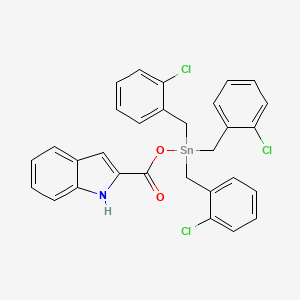 molecular formula C30H24Cl3NO2Sn B14184158 2-[({Tris[(2-chlorophenyl)methyl]stannyl}oxy)carbonyl]-1H-indole CAS No. 850405-99-1