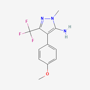 molecular formula C12H12F3N3O B1418446 4-(4-methoxyphenyl)-1-methyl-3-(trifluoromethyl)-1H-pyrazol-5-amine CAS No. 164668-12-6