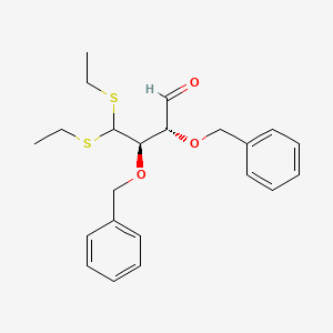 molecular formula C22H28O3S2 B14184977 (2R,3R)-2,3-Bis(benzyloxy)-4,4-bis(ethylsulfanyl)butanal CAS No. 875576-42-4