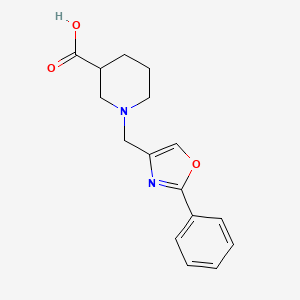 molecular formula C16H18N2O3 B1418530 1-[(2-Phenyl-1,3-oxazol-4-yl)methyl]piperidine-3-carboxylic acid CAS No. 1155616-11-7