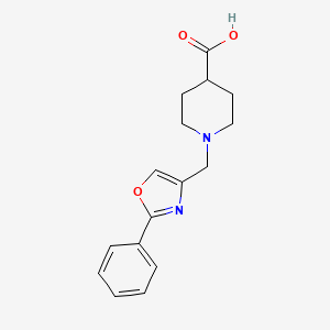 molecular formula C16H18N2O3 B1418531 1-[(2-Phenyl-1,3-oxazol-4-yl)methyl]piperidine-4-carboxylic acid CAS No. 1153237-31-0