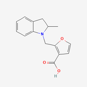 2-[(2-methyl-2,3-dihydro-1H-indol-1-yl)methyl]furan-3-carboxylic acid